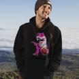 Pink Dinosaur Football Boys Pink Out Breast Cancer Hoodie Lifestyle