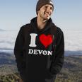 Red Heart I Love Devon Hoodie Lifestyle