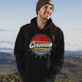 Retro Corcoran Home State Cool 70S Style Sunset Hoodie Lifestyle