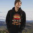 Retro Never Underestimate Old Man With Tow Truck Driver Gift Hoodie Lifestyle