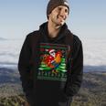 Santa With Rooster Christmas Tree Farmer Ugly Xmas Sweater Hoodie Lifestyle