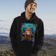 Stained Glass Style African Bullfrog Hoodie Lifestyle