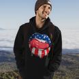 Usa Flag Dripping Lips 4Th Of July Patriotic American Hoodie Lifestyle
