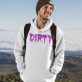 Dirty Words Horror Movie Themed Purple Distressed Dirty Hoodie Lifestyle