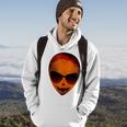Halloween Scary Moon Face Alien Head In Pumpkin Color Themed Hoodie Lifestyle