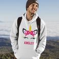 Kinsley Personalized Pink Bow Unicorn Face Hoodie Lifestyle