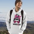 Support Squad Messy Bun Pink Warrior Breast Cancer Awareness Breast Cancer Awareness Funny Gifts Hoodie Lifestyle