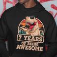 7 Years Of Being AwesomeRex Dinosaur 7Th Birthday Dino Hoodie Funny Gifts
