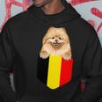 Belgium Flag Pomeranian Dog In Pocket Hoodie Unique Gifts