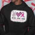 Bleached Peace Love Cure Leopard Breast Cancer Awareness Hoodie Unique Gifts