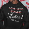 Boyfriend Fiancé Husband Wedding Just Married Est 2023 Hoodie Funny Gifts