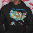 Colorful United States Of America Map Us Landmarks Icons Hoodie Unique Gifts