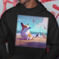 Corgi Meeting Seagulls On The Beach Animal Lover Hoodie Unique Gifts