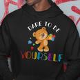 Dare To Be Yourself Bear Autism Puzzle Pieces Kids Gifts Hoodie Unique Gifts