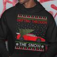 Drifting Through The Snow Ugly Christmas Sweater Tree Car Hoodie Unique Gifts