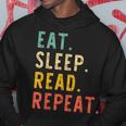 Eat Sleep Read Repeat Book Reading Reader Retro Vintage Reading Funny Designs Funny Gifts Hoodie Unique Gifts