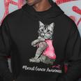 Cat Pink Ribbon In October We Wear Pink Breast Cancer Hoodie Funny Gifts