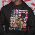 Funny Cats Happy 4Th Of July American Us Flag 4Th Of July Hoodie Unique Gifts