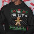 Ugly Christmas Sweater Bite Me Gingerbread Man Hoodie Unique Gifts
