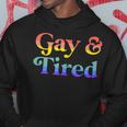 Gay And Tired Lgbtqia Retro Aesthetic Lesbian Pride Flag Hoodie Unique Gifts