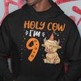 Holy Cow Im 9 Scottish Highland Cow Print 9Th Birthday Girl Hoodie Unique Gifts