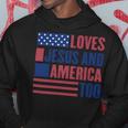 Loves Jesus And America Too American Flag Comfort Colors Shirt Independence Day Gift Red White And Blue Shirt God Bless America Hoodie Unique Gifts