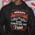 Merritt Blood Runs Through My Veins Family Christmas Hoodie Funny Gifts