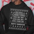 Merry Christmas Kiss My Ass Happy Hanukkah Ugly Sweater Hoodie Unique Gifts