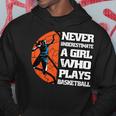 Never Underestimate A Girl Who Plays Basketball Sport Lover Hoodie Funny Gifts
