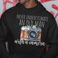 Never Underestimate An Old Man With A Camera Photographer Gift For Mens Hoodie Funny Gifts