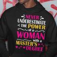 Never Underestimate Power Of A Woman With A Masters Degree Hoodie Unique Gifts