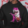 Pink Dinosaur Football Boys Pink Out Breast Cancer Hoodie Funny Gifts