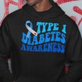 Retro Type 1 Diabetes Awareness Blue Ribbon T1d Warrior Hoodie Unique Gifts