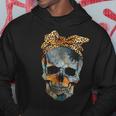 Skull Bow Leopard Vintage Retro Funny Halloween Gifts Halloween Funny Gifts Hoodie Unique Gifts