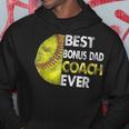 Softball Best Bonus Dad Coach Ever Retro Funny Fathers Day Hoodie Funny Gifts