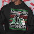 Squatching Through The Snow Bigfoot Ugly Sweater Christmas Hoodie Unique Gifts