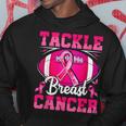 Tackle Breast Cancer Warrior Ribbon Football Support Hoodie Unique Gifts
