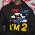 Time Flies Now Im 2 2Nd Birthday Airplane Decoration Party Hoodie Funny Gifts