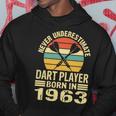 Never Underestimate Dart Player Born In 1963 Dart Darts Hoodie Funny Gifts