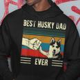 Vintage Best Dog Dad Ever Siberian Husky Fathers Day Hoodie Funny Gifts