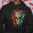 Watercolor Skull Graphic Color Skull Halloween Hoodie Funny Gifts