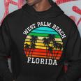 West Palm Beach Florida Retro Sunset Palm Trees Hoodie Unique Gifts