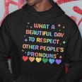 What A Beautiful Day To Respect Other Peoples Pronouns Lgbt Hoodie Unique Gifts