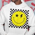 Checkered Lightning Eyes Yellow Smile Face Happy Face Hoodie Funny Gifts