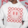 Checkered Pattern Smile Face Vintage Happy Face Red Retro Hoodie Unique Gifts