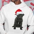 Cute Black Pug Santa Hat Matching Christmas Fun Hoodie Funny Gifts