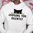 Funny Black Cat Judging You Silently Animal Pet Lover Hoodie Funny Gifts