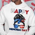 Happy Memorial Day 4Th Of July Messy Bun American Flag Hoodie Unique Gifts