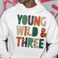 Kids Young Wild & Three Cute 3Rd Birthday Wild Child Third Bday Hoodie Funny Gifts