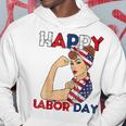 Labor Day Rosie The Riveter American Flag Woman Usa Hoodie Funny Gifts